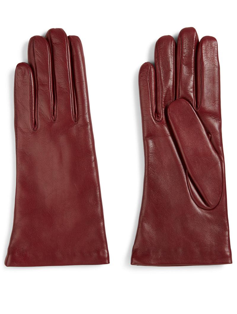 Floriana Leather Glove with Cashmere Lining - Burgandy