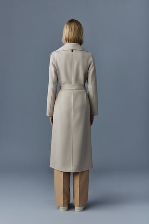 Mai -double face wool coat with waterfall collar - Sand