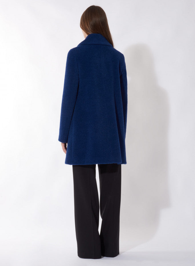 UR86001-CORNFLOWER BLUE WOOL AND ALPACA COAT