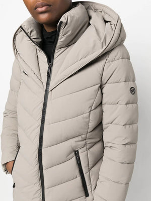 Chevron Quilt Puffer - Taupe