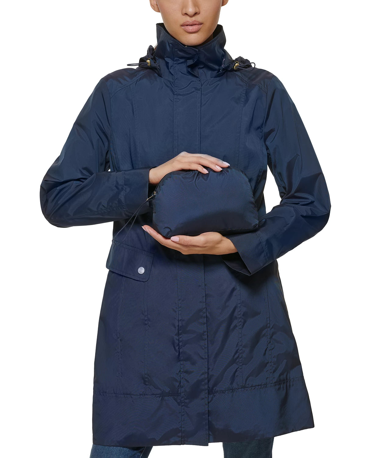 Packable Hooded Raincoat- Indigo