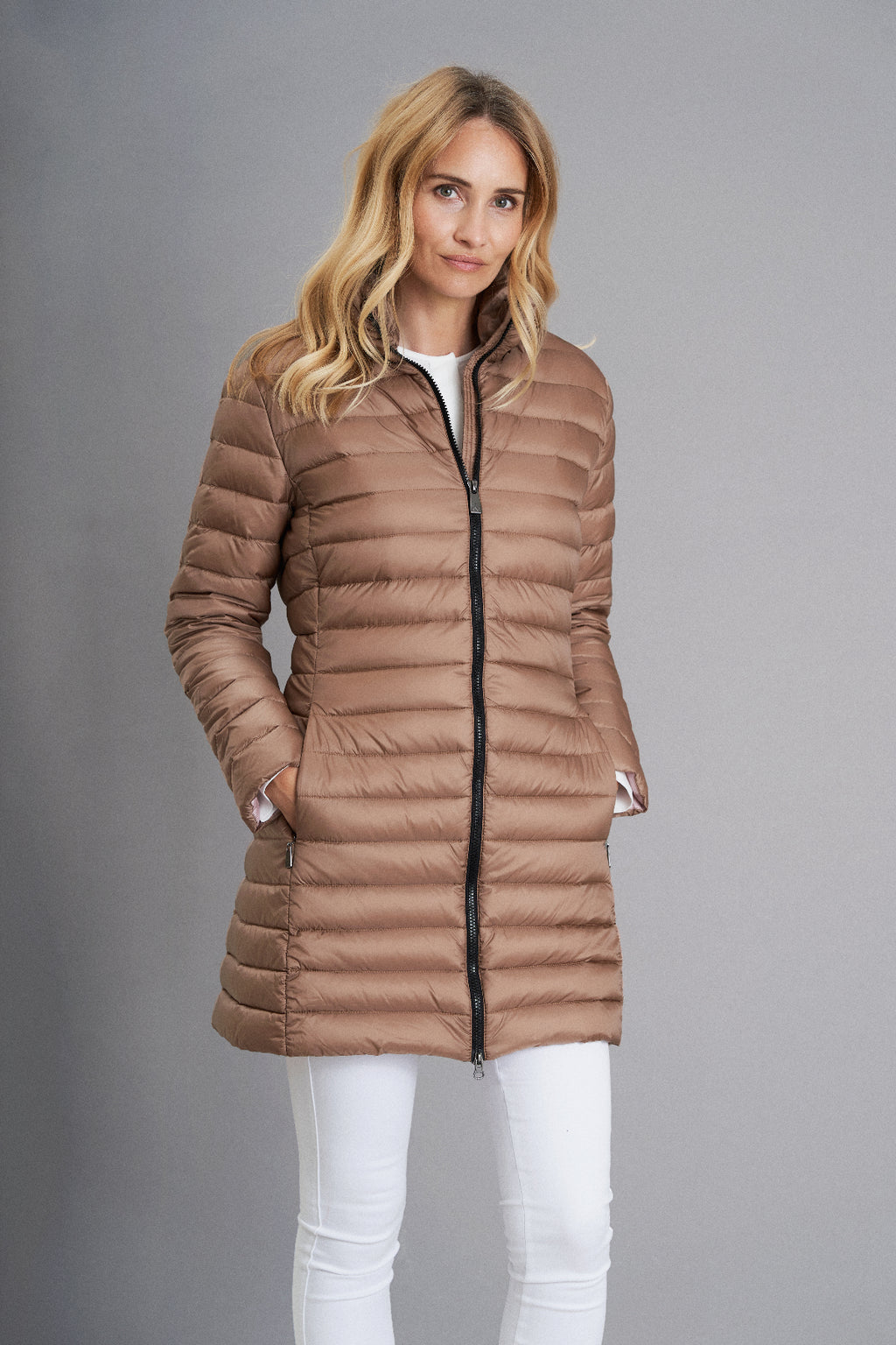 Flossie Quilted Down Jacket- Caramel