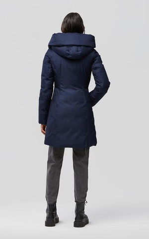 Camelia Slim Fit Brushed Down Coat- Lapis