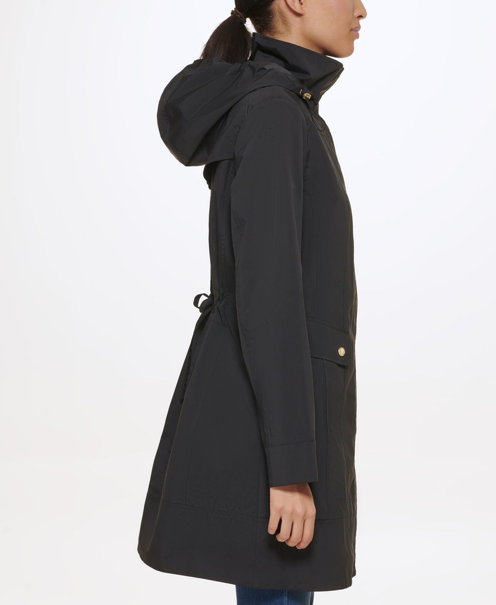 Packable Hooded Raincoat- Black