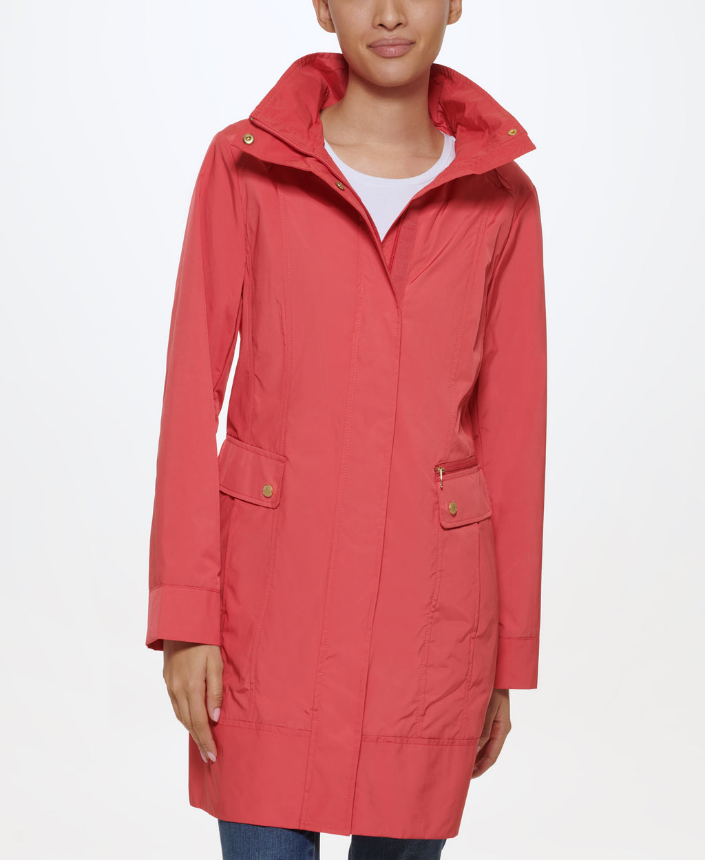 Packable Hooded Raincoat- Red