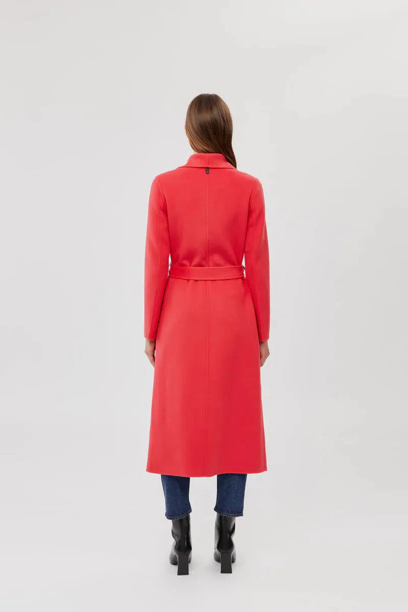 Mai -double face wool coat with waterfall collar - Punch