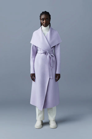 Mai -double face wool coat with waterfall collar - Lilac