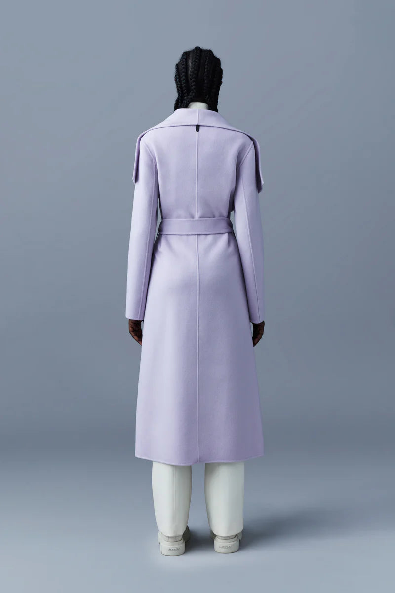Mai -double face wool coat with waterfall collar - Lilac