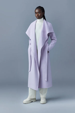 Mai -double face wool coat with waterfall collar - Lilac
