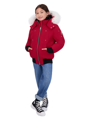 Girls Bomber Red w Natural Fur