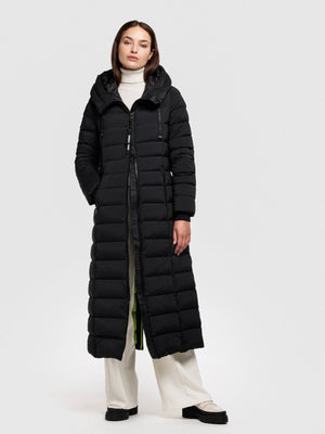 LONG DOWN COAT IN TECHNICAL STRETCH - BLACK