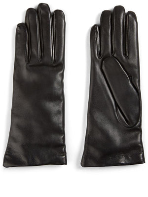 Floriana Leather Gloves with Cashmere Lining - Black